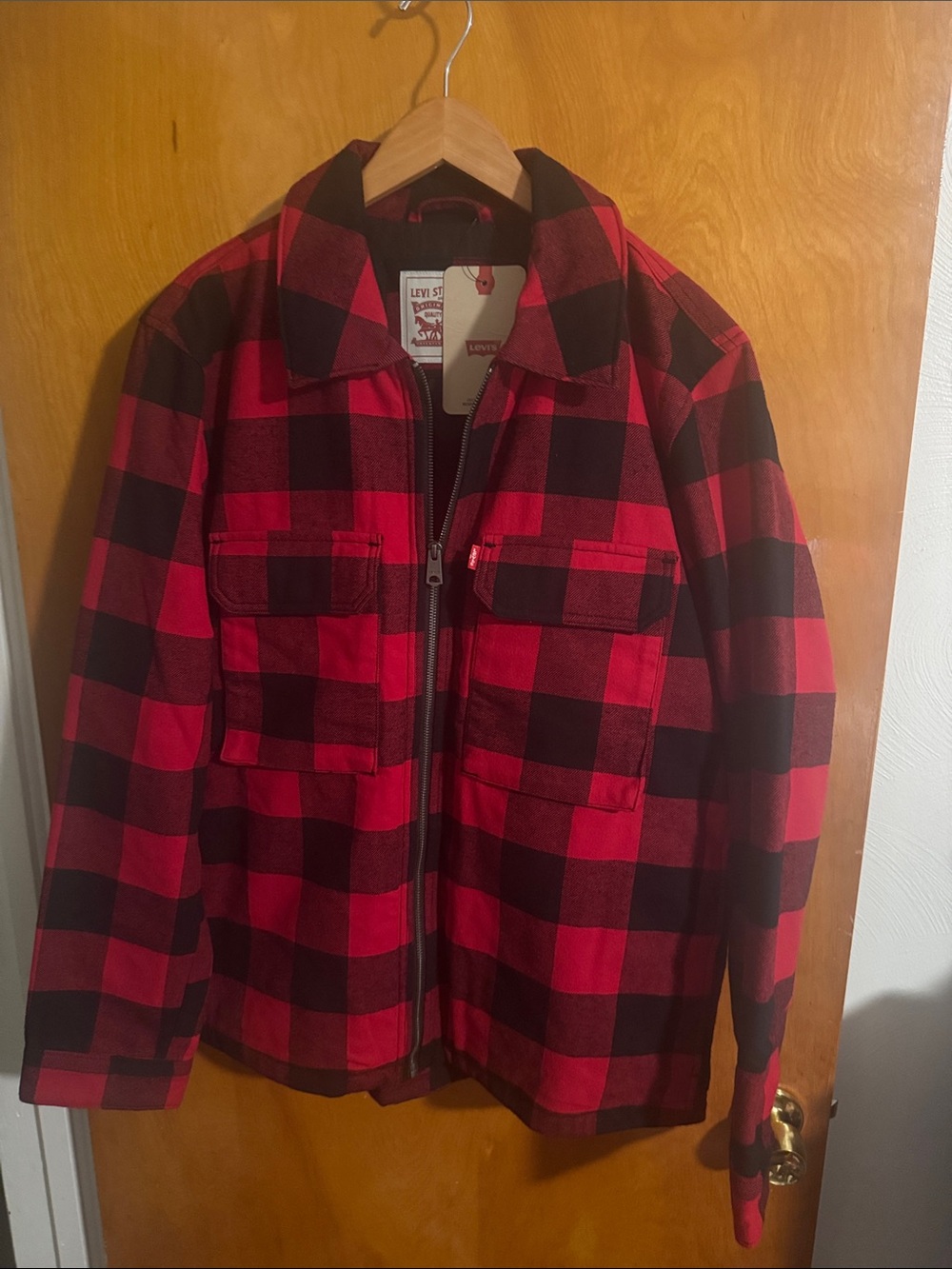 Levis Flannel Jacket Mens Medium Red Plaid